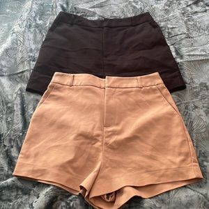 Forever 21 Sz S two pair of linen shorts Black and Tan
